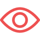 Rotes Augensymbol, das Sichtbarkeit oder Überwachung darstellt.